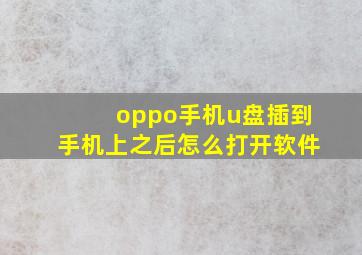 oppo手机u盘插到手机上之后怎么打开软件