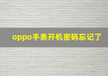 oppo手表开机密码忘记了