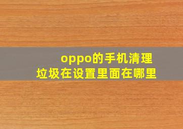 oppo的手机清理垃圾在设置里面在哪里