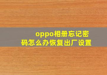 oppo相册忘记密码怎么办恢复出厂设置