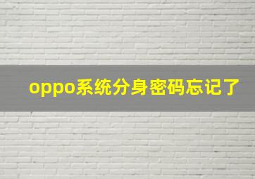 oppo系统分身密码忘记了