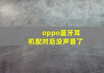 oppo蓝牙耳机配对后没声音了