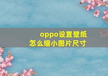 oppo设置壁纸怎么缩小图片尺寸