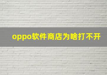 oppo软件商店为啥打不开