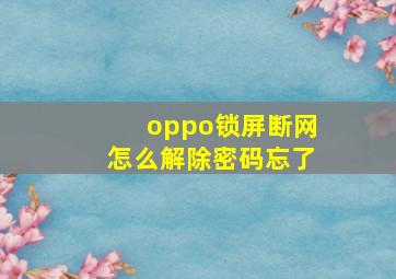 oppo锁屏断网怎么解除密码忘了