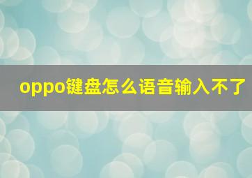 oppo键盘怎么语音输入不了