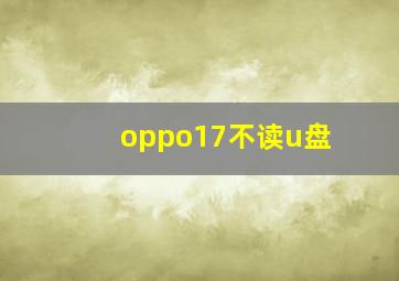 oppo17不读u盘