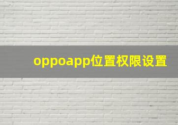 oppoapp位置权限设置