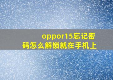 oppor15忘记密码怎么解锁就在手机上