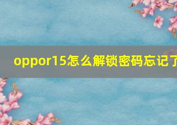 oppor15怎么解锁密码忘记了