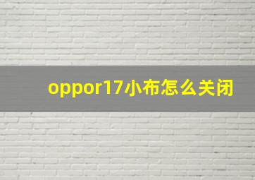 oppor17小布怎么关闭