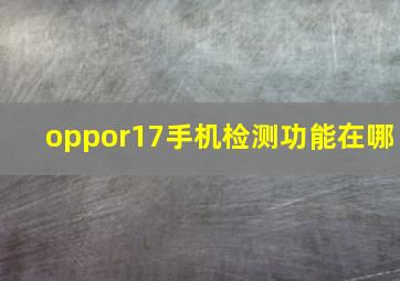 oppor17手机检测功能在哪