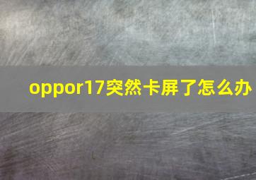 oppor17突然卡屏了怎么办