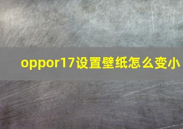 oppor17设置壁纸怎么变小