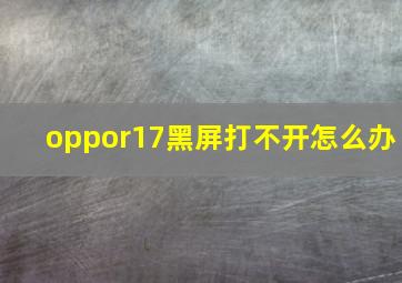 oppor17黑屏打不开怎么办