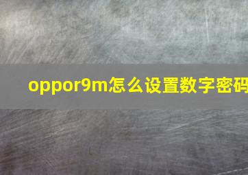 oppor9m怎么设置数字密码