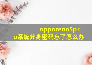 opporeno5pro系统分身密码忘了怎么办