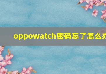 oppowatch密码忘了怎么办