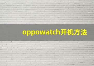 oppowatch开机方法