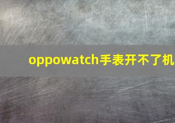 oppowatch手表开不了机