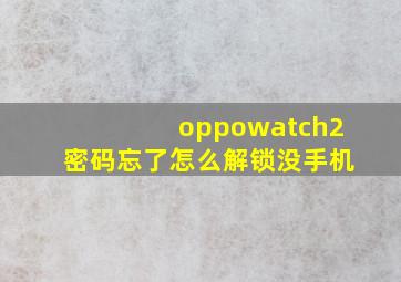 oppowatch2密码忘了怎么解锁没手机