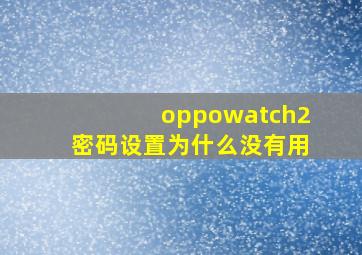 oppowatch2密码设置为什么没有用