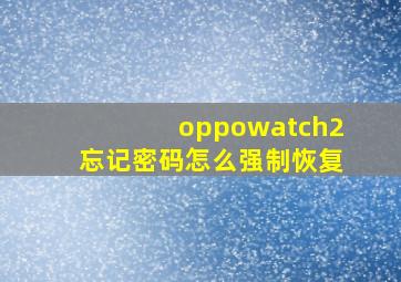 oppowatch2忘记密码怎么强制恢复