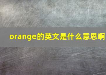 orange的英文是什么意思啊