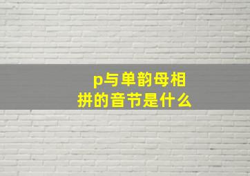 p与单韵母相拼的音节是什么