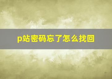 p站密码忘了怎么找回