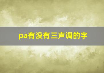 pa有没有三声调的字