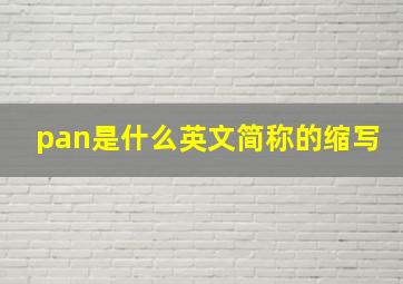 pan是什么英文简称的缩写