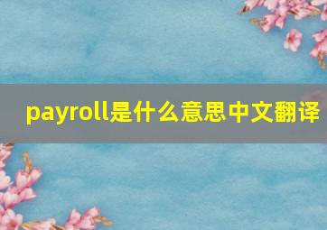 payroll是什么意思中文翻译