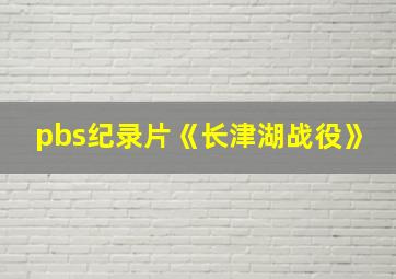 pbs纪录片《长津湖战役》