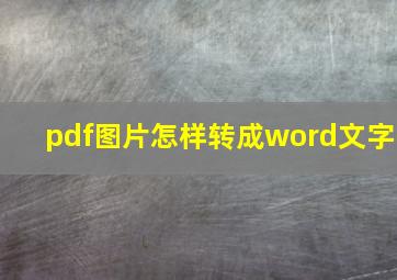 pdf图片怎样转成word文字