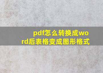 pdf怎么转换成word后表格变成图形格式