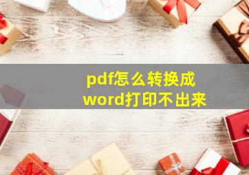 pdf怎么转换成word打印不出来