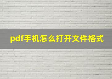 pdf手机怎么打开文件格式