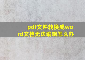 pdf文件转换成word文档无法编辑怎么办