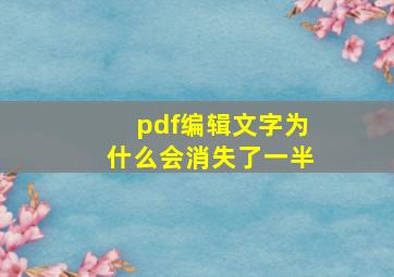 pdf编辑文字为什么会消失了一半