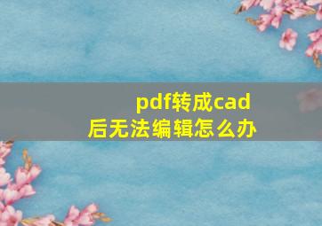 pdf转成cad后无法编辑怎么办