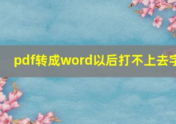 pdf转成word以后打不上去字