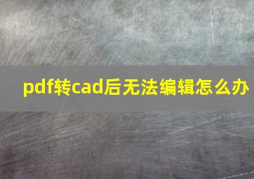 pdf转cad后无法编辑怎么办