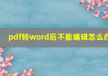 pdf转word后不能编辑怎么办