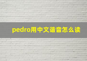 pedro用中文谐音怎么读