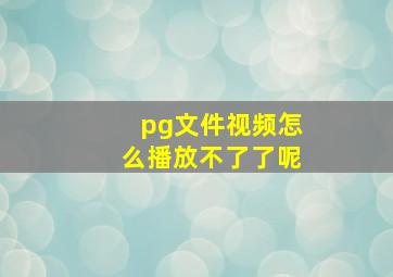 pg文件视频怎么播放不了了呢