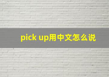 pick up用中文怎么说