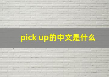 pick up的中文是什么