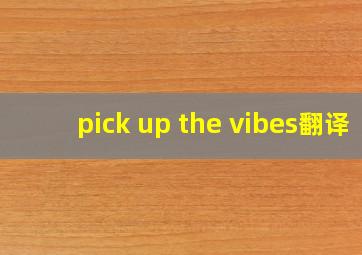 pick up the vibes翻译