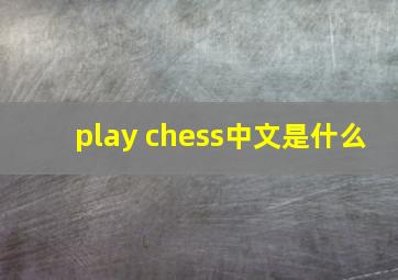 play chess中文是什么